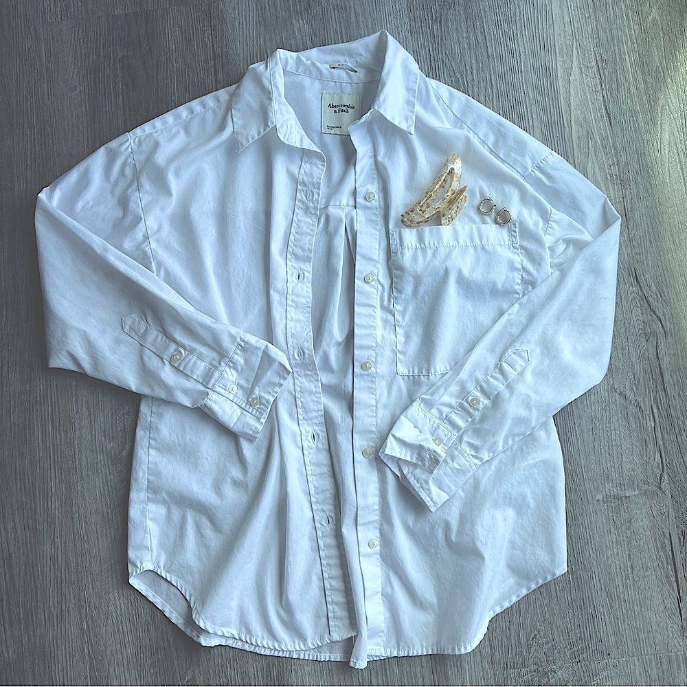 Abercrombie Oversized White Button Down Shirt Wonens Size Small